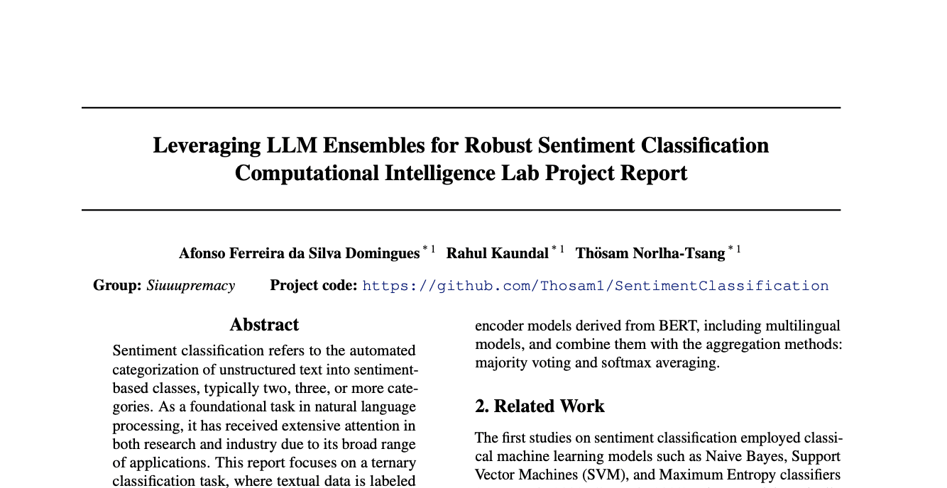 Leveraging LLM Ensembles for Robust Sentiment Classification